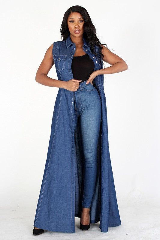 SLEEVELESS DENIM MAXI DRESS – Forbes ...